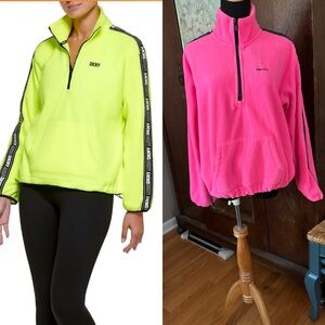 DKNY Sport Flip Logo Tape Quarter Zip Jacket
